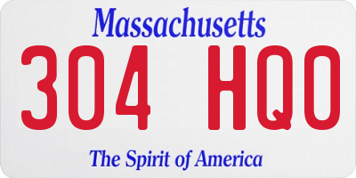 MA license plate 304HQ0