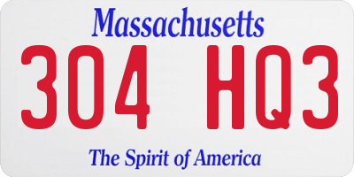 MA license plate 304HQ3