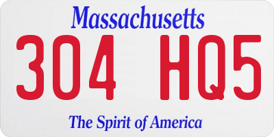 MA license plate 304HQ5