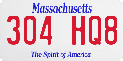 MA license plate 304HQ8