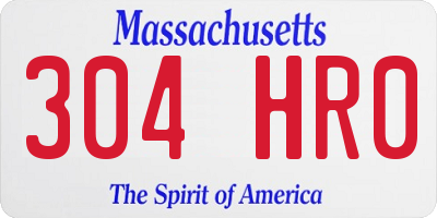 MA license plate 304HR0