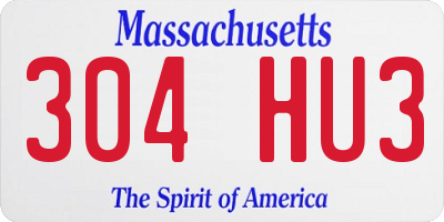 MA license plate 304HU3