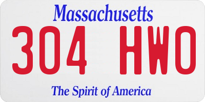 MA license plate 304HW0