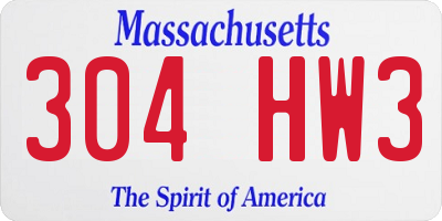 MA license plate 304HW3