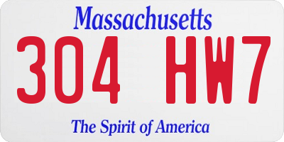 MA license plate 304HW7