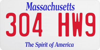 MA license plate 304HW9