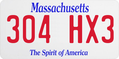 MA license plate 304HX3