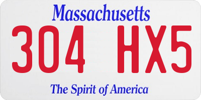 MA license plate 304HX5
