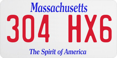 MA license plate 304HX6