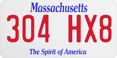 MA license plate 304HX8