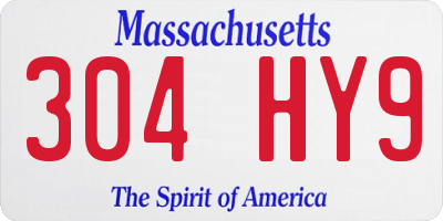 MA license plate 304HY9