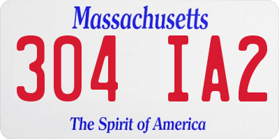 MA license plate 304IA2