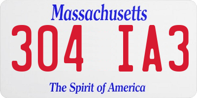 MA license plate 304IA3