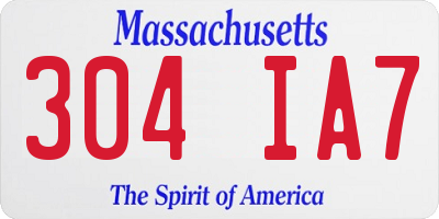 MA license plate 304IA7