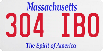 MA license plate 304IB0