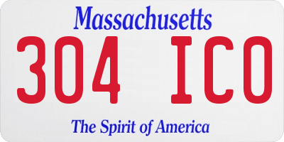 MA license plate 304IC0