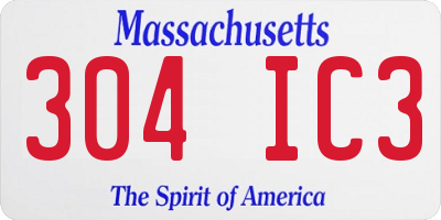 MA license plate 304IC3