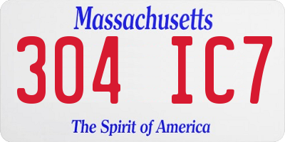 MA license plate 304IC7