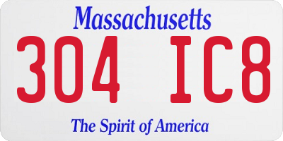 MA license plate 304IC8