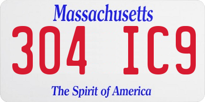 MA license plate 304IC9