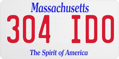 MA license plate 304ID0