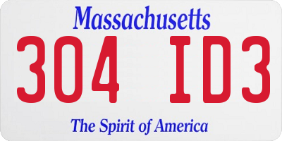 MA license plate 304ID3