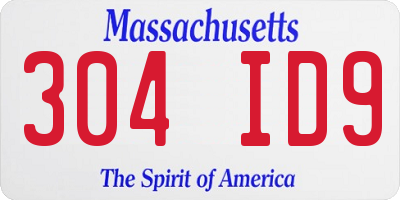 MA license plate 304ID9