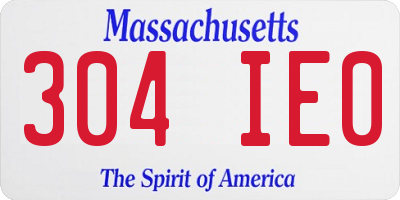 MA license plate 304IE0