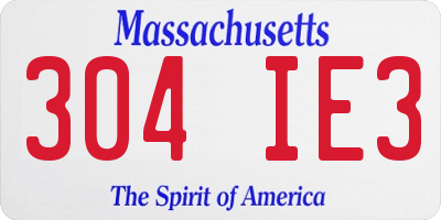 MA license plate 304IE3