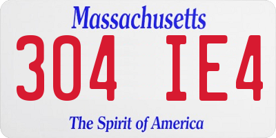 MA license plate 304IE4