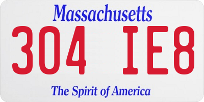 MA license plate 304IE8