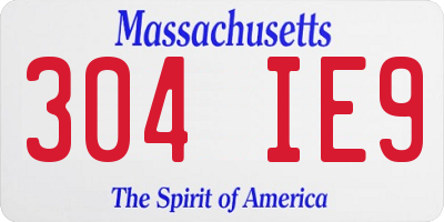 MA license plate 304IE9