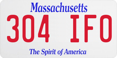 MA license plate 304IF0