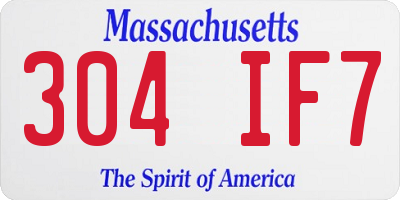 MA license plate 304IF7