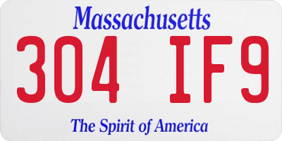 MA license plate 304IF9