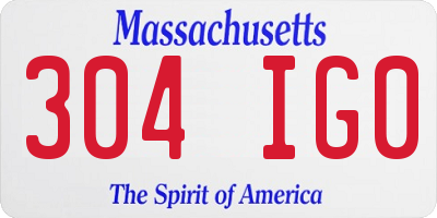 MA license plate 304IG0
