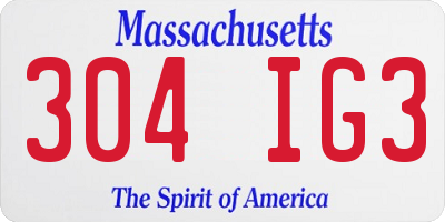 MA license plate 304IG3