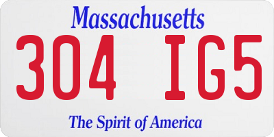 MA license plate 304IG5