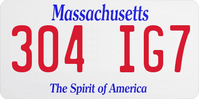 MA license plate 304IG7