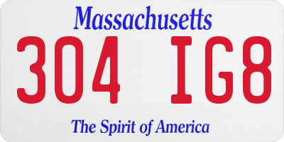 MA license plate 304IG8