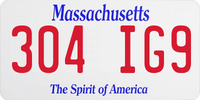 MA license plate 304IG9