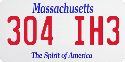 MA license plate 304IH3