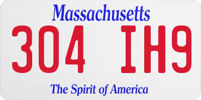 MA license plate 304IH9