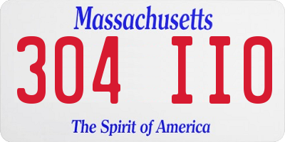 MA license plate 304II0