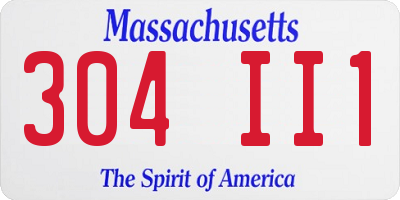 MA license plate 304II1