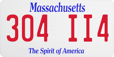 MA license plate 304II4