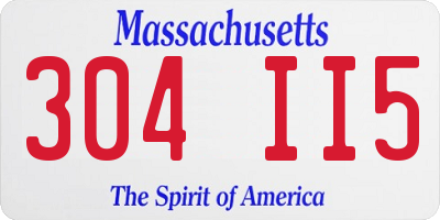 MA license plate 304II5