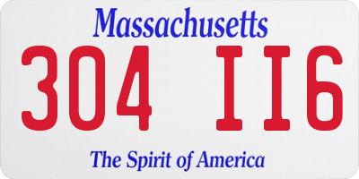 MA license plate 304II6
