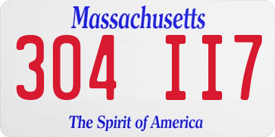 MA license plate 304II7