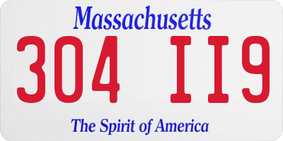 MA license plate 304II9
